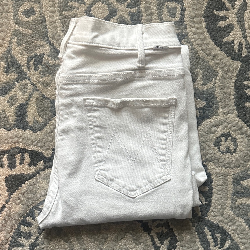 Mother The Hustler Ankle Fray size 30 white denim